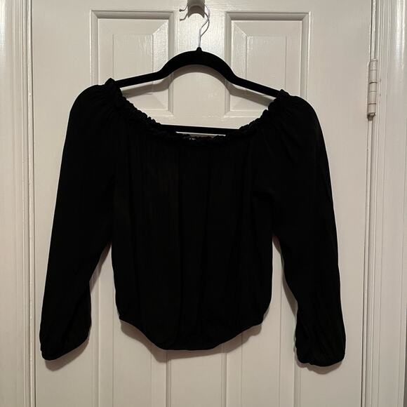 Brandy Melville Cropped Peasant Top - Picture 1 of 6